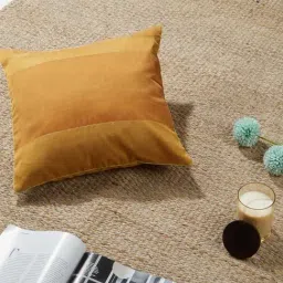 Fabindia Home Udai Mustard Cotton Silk Cushion Cover-image-57