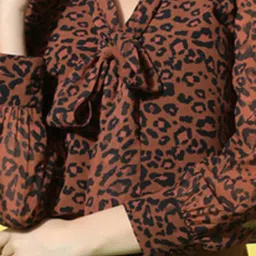 SELVIA Brown & Black Animal Print Top image 5