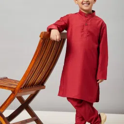 StyloBug Boys Maroon Kurta Set image 5