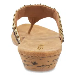 Metro Women's Antique Gold Thong Wedges image 5