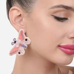 Zaveri Pearls Multicolor Sequin & Beads Hand Crafted Butterfly Earring & Brooch Set-ZPFK16010 image 5