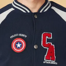 Urban Ranger by Pantaloons Blue Cotton Regular Fit Self Pattern Bomber Jacket image 5