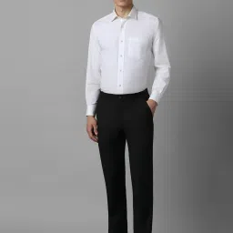 louis philippe Men Black Slim Fit Solid Formal Trousers image 5