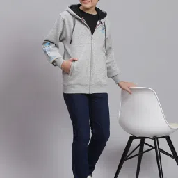 Monte Carlo Kids Grey Melange Printed Full Sleeves Sweatshirt image 5