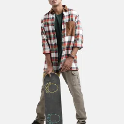 Bene Kleed Brown & White Relaxed Fit Check Cotton Shirt image 5