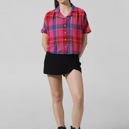 Only Fuchsia & Purple Viscose Checks Shirt image 5