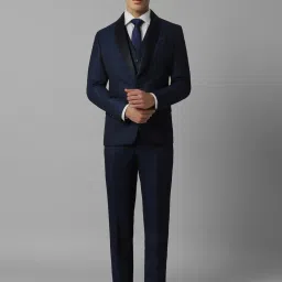 Louis Philippe Navy Slim Fit Checks Three Piece Suit image 5