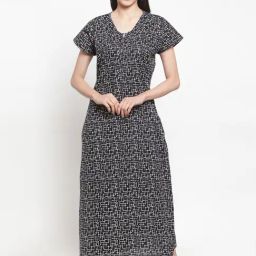 Secret Wish Black Printed Nighty-picture-46