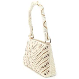 Odette White Fabric Embellished Clutch image 5