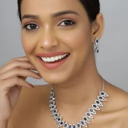 TRINK Rhodium-Plated American Diamond Studded Jewellery Set-picture-36