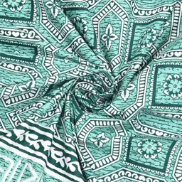 Myntra Elegant Homes Sea Green & White Floral 180 TC King Bedsheet with 2 Pillow Covers image 3