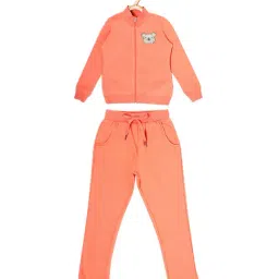 Sweet Dreams Kids Peach Solid Tracksuit-image-86