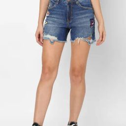 Pepe Jeans Blue Embroidered Shorts-picture-35