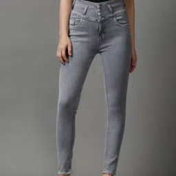 SHOWOFF Grey Solid High Rise Jeans-image-70