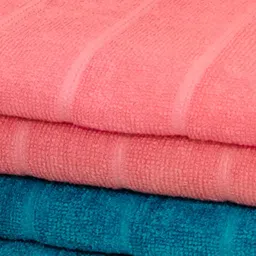 Bianca SOHO Coral & Aqua Cotton 300 GSM Kopa Reversible Bath Towel - Set of 2 image 5