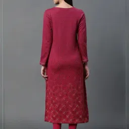 Aurelia Pink Plain Winter Kurta image 2