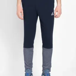 adidas Navy Regular Fit Striped Sports Joggers-picture-16