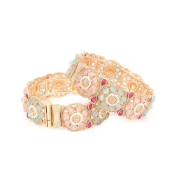 Odette Multicolor Embellished Bangles For Women-Set Of 2 image 5