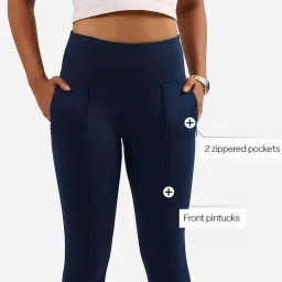 Blissclub Navy Blue Blended Regular Fit Pant image 5