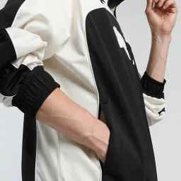 Puma Black & Snow White Relaxed Fit Colour Block Sports Jacket image 5