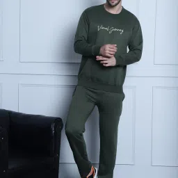 Vimal Jonney Black & Olive Regular Fit Logo Print Sweatshirt & Trackpant Set - Pack of 2 image 5