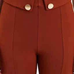 Kazo Rust Straight Fit High Rise Trousers image 5