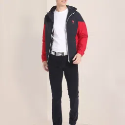 U.S. Polo Assn. Navy & Red Regular Fit Hooded Jacket image 5