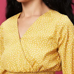 Globus Yellow Polka Dot Print A Line Dress image 5
