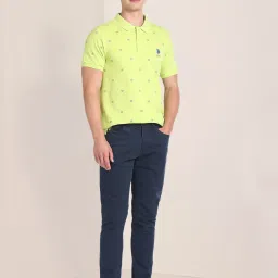U.S. Polo Assn. Lime Green Slim Fit Printed Polo T-Shirt image 5