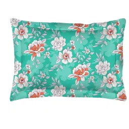 Layers Tuscany Blue Cotton 104 TC Single Flat Bed Sheet With 1 Pillow Cover image 5
