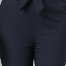 showoffff SHOWOFF Navy Slim Fit Mid Rise Trousers image 5