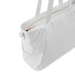 Fastrack White Faux Leather Solid Tote Handbag image 5