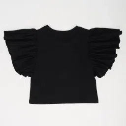 Pantaloons Junior Girls Jet Black Printed Top image 2