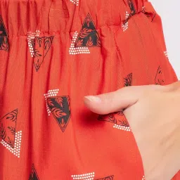 Clovia Pink & Orange Cotton T-Shirt With Pyjamas image 5