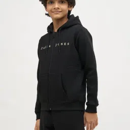 Jack & Jones Junior Boys Jet Black Cotton Printed Sweatshirt image 3