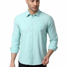 Basics Green Slim Fit Striped Shirt-picture-2