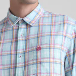 Jack & Jones Blue Tint Cotton Regular Fit Checks Shirt image 5