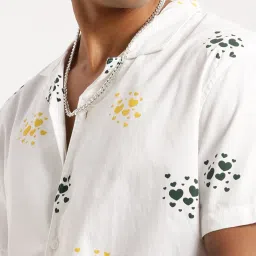 showoffff SHOWOFF White Cotton Regular Fit Printed Shirt image 5
