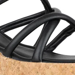 Inc.5 Women's Black Cross Strap Wedges image 5