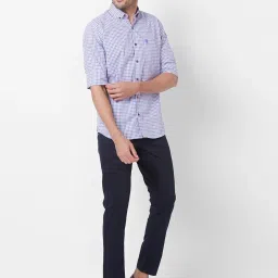 Giordano White Cotton Slim Fit Checks Shirt image 5