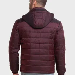 ColorPlus Maroon Tailored Fit Hooded Jacket image 2