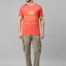 Royal Enfield CYBER RIDING Red Regular Fit Printed Crew T-Shirt image 5