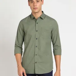 Lee Olive Slim Fit Cotton Shirt-image-9