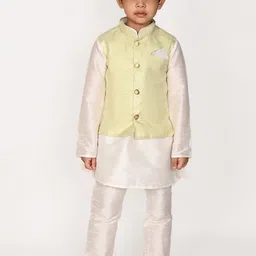 Pehanaava Boys Mandarin Collar Kurta with Pyjamas & Waistcoat image 1