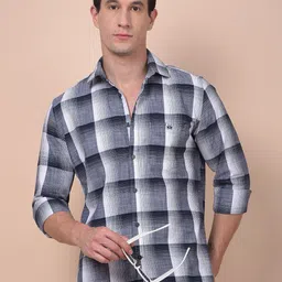 Crimsoune Club Checked Spread Collar Classic Pure Cotton Slim Fit Shirt-picture-26