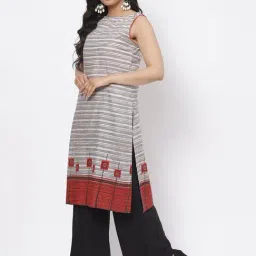 Biba White Striped Kurta image 3