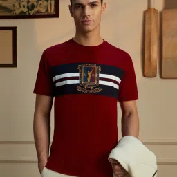 Peter England Red Cotton Regular Fit Printed T-Shirt image 5