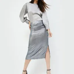 Code by Lifestyle Silver Midi Skirt image 4