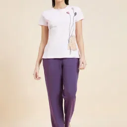 Sweet Dreams Light Pink & Purple Printed Top With Pyjamas-picture-27