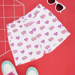 Pantaloons Junior Kids White & Pink Cotton Printed Shorts-image-115